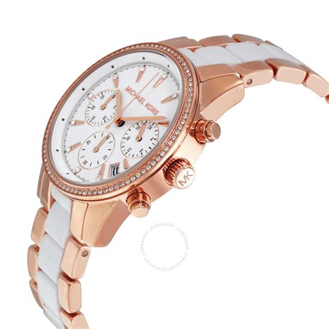 Michael Kors Ritz Quartz Chronograph White Dial Ladies Watch 